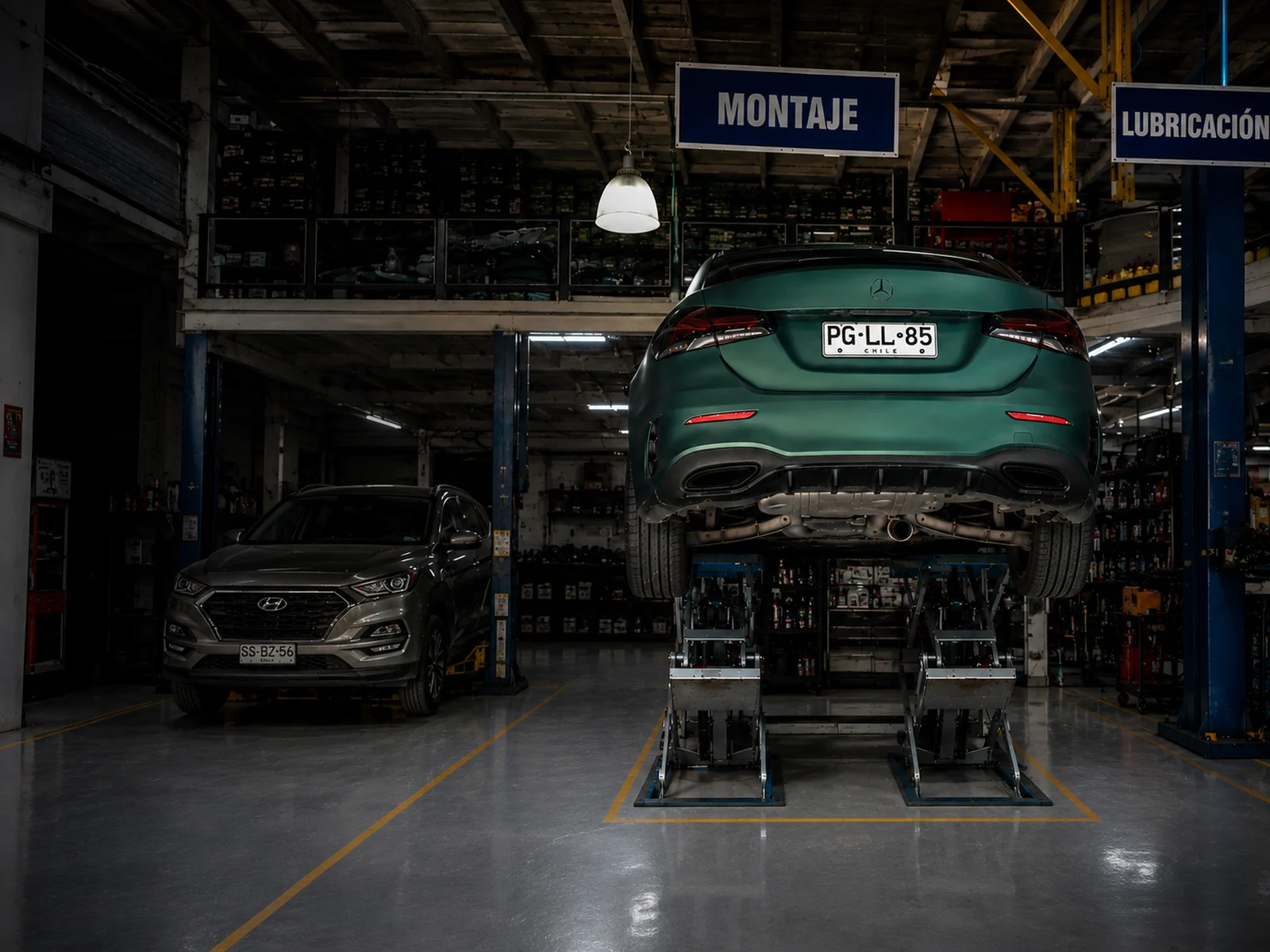Mercedes-Benz en alza durante una mantención vehicular en Autoimpacto Service